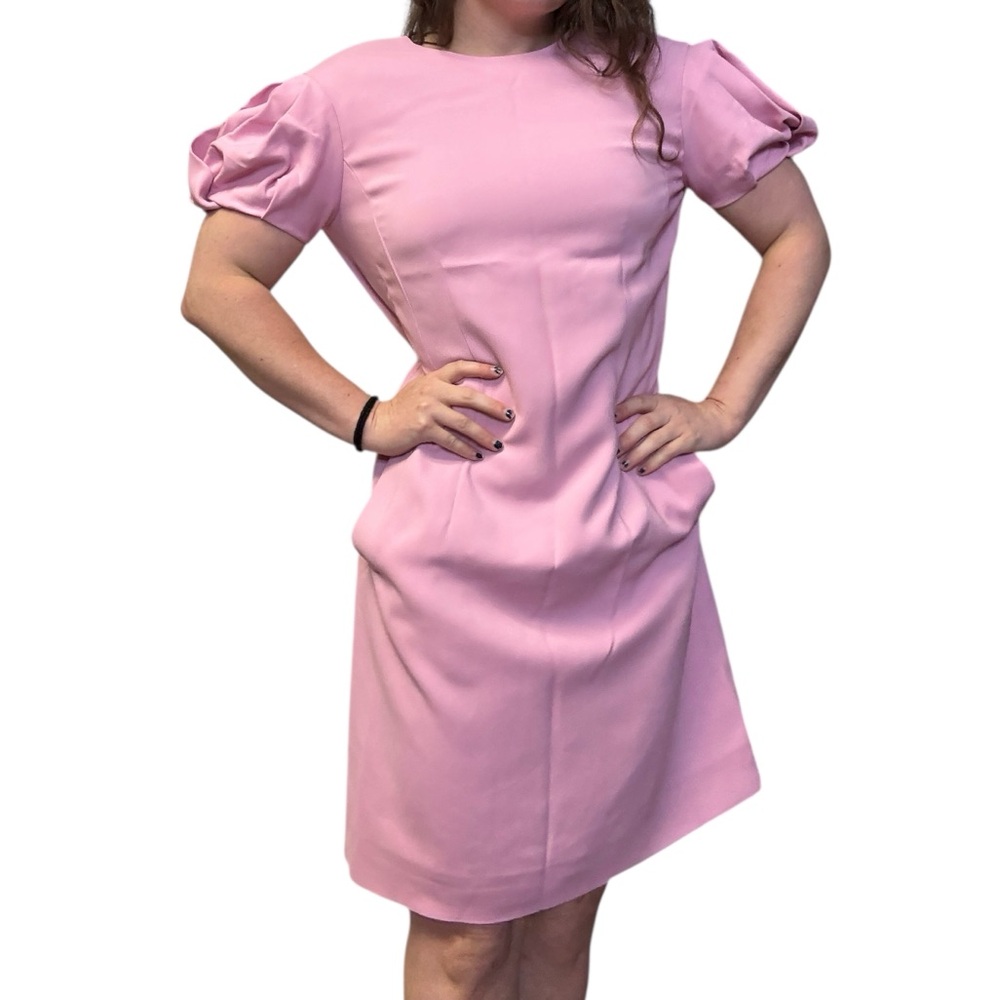 Ermanno Scervino Pink Sheath Dress with Puff Sleeves New With Tags Size 46 US 12